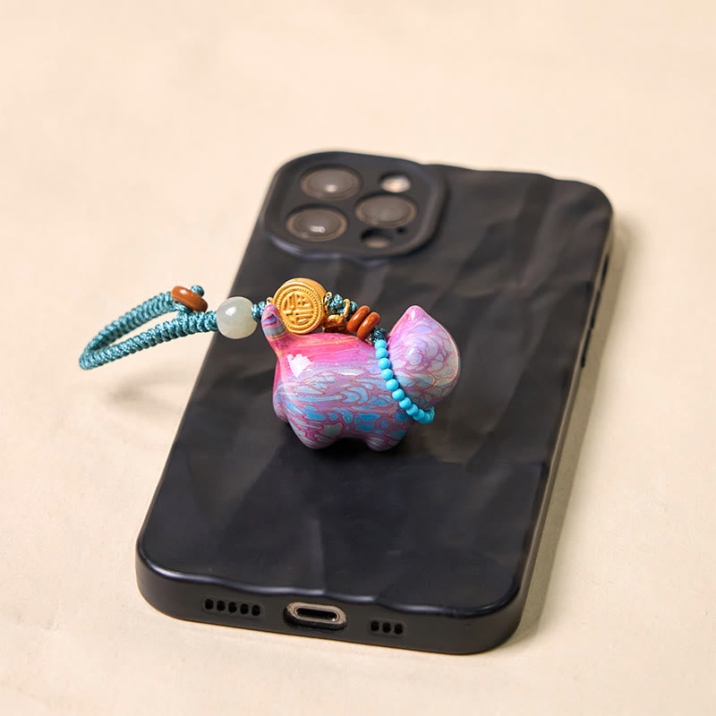 Hetian Jade &amp; Sandelholz Fu Fülle spirituelle Schlüsselanhänger