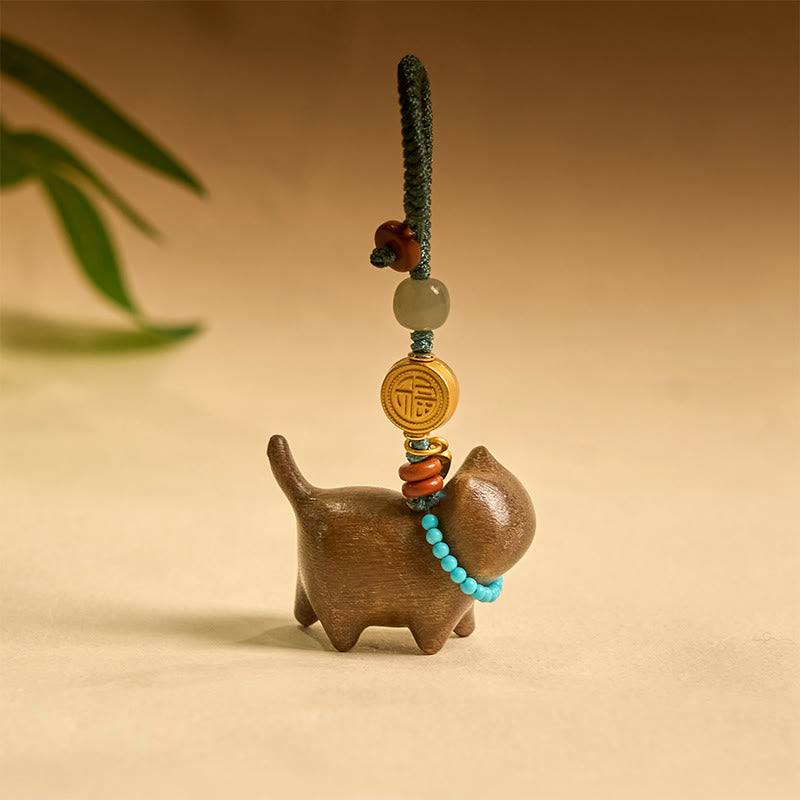 Hetian Jade &amp; Sandelholz Fu Fülle spirituelle Schlüsselanhänger