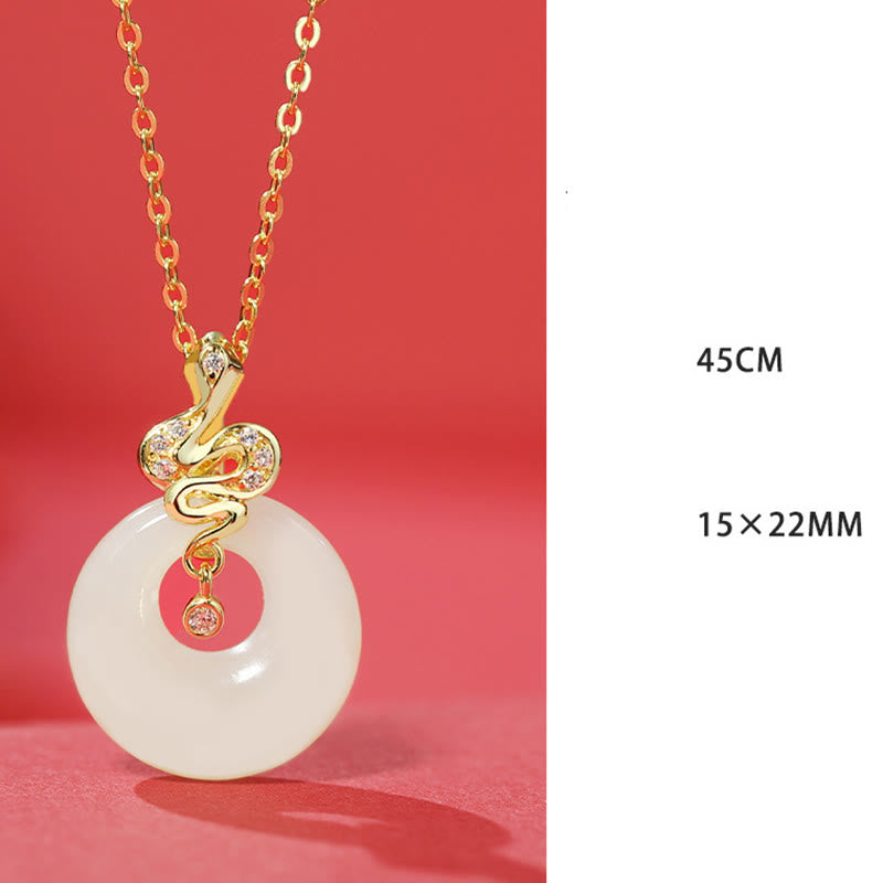 Halskette mit Schlangen-Friedensschnalle aus Hetian-Jade