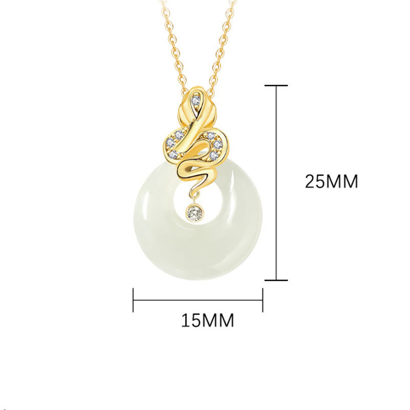 Halskette mit Schlangen-Friedensschnalle aus Hetian-Jade