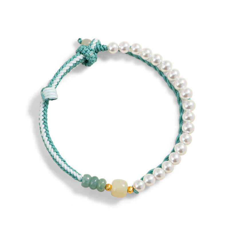 Armband aus Sterlingsilber und Perlen in Hetian-Jade