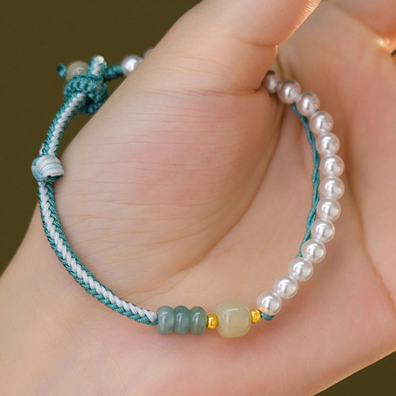 Armband aus Sterlingsilber und Perlen in Hetian-Jade