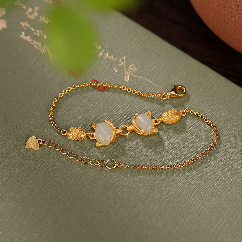 Hetian White &amp; Cyan Jade Armband für Glück und Schutz