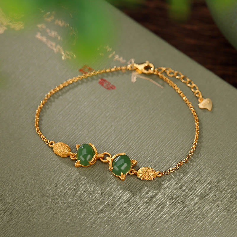 Hetian White &amp; Cyan Jade Armband für Glück und Schutz