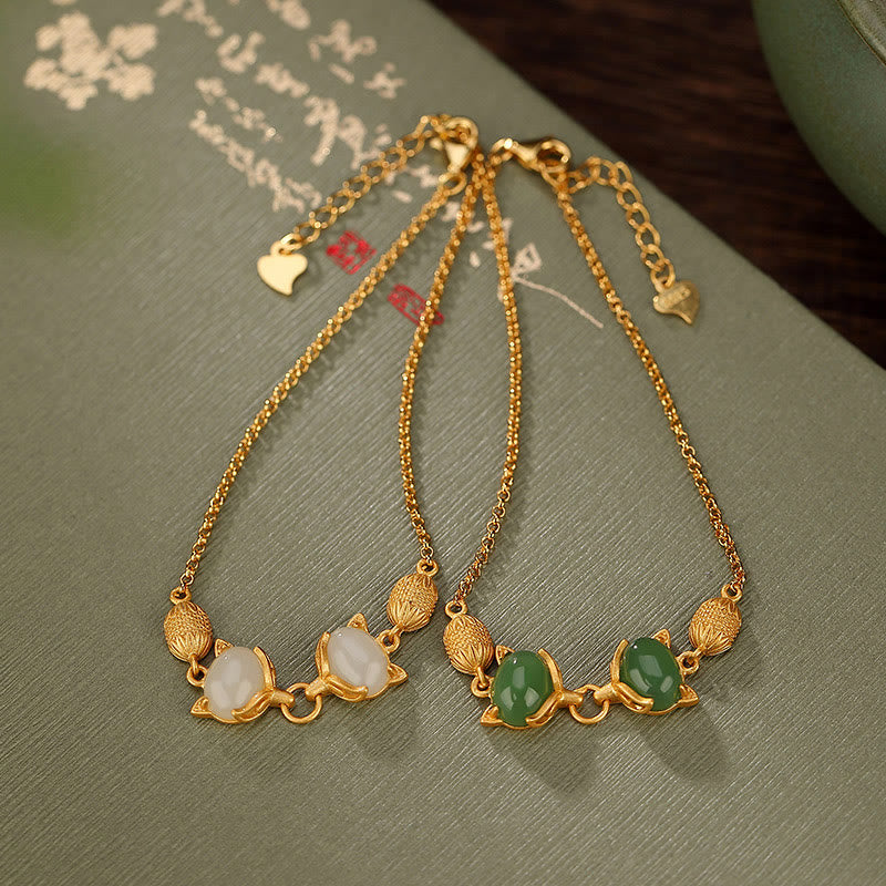 Hetian White &amp; Cyan Jade Armband für Glück und Schutz