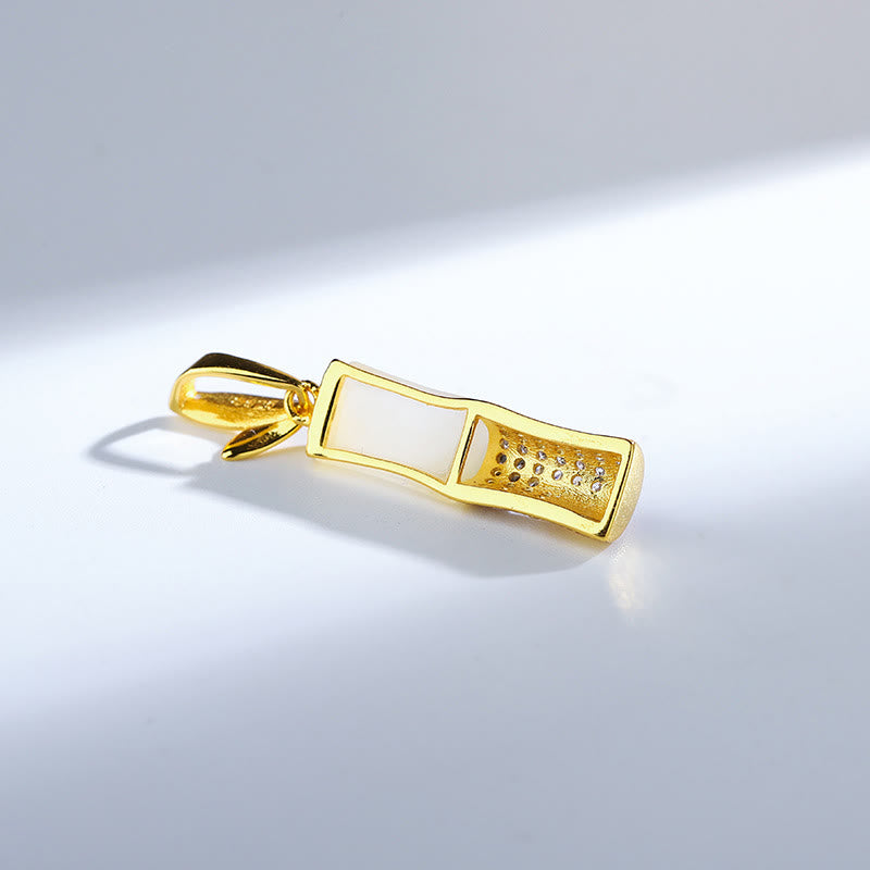 Hetian White Jade Bamboo Halskette für Glück | Sterling Silber