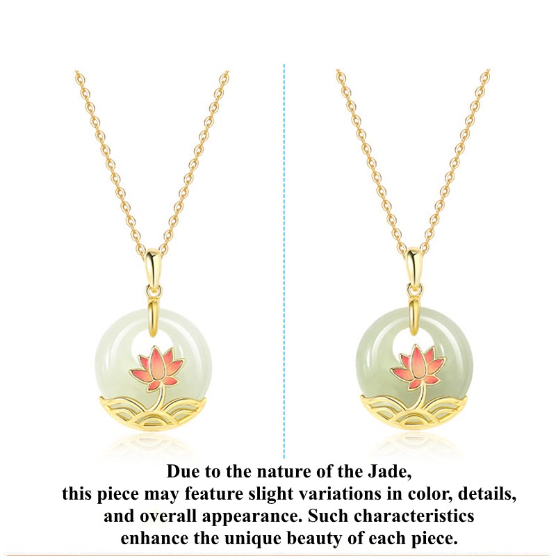 Schutzkette mit Lotusblüte aus Hetian-Weiß-Jade