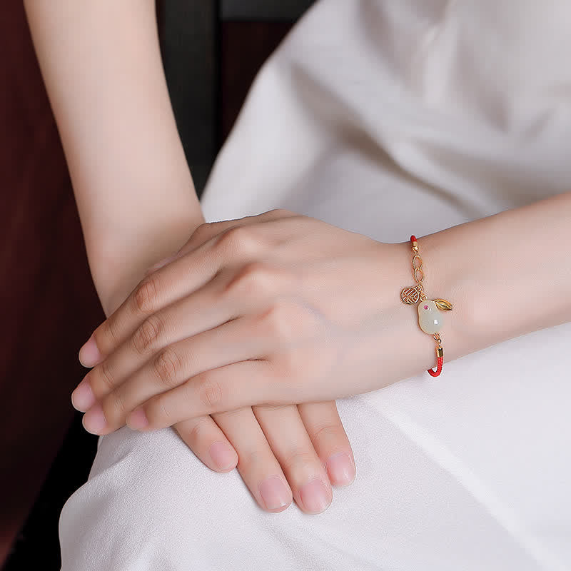 Glücks- und Segensarmband aus Hetian-Weißjade, 17 cm + 5 cm