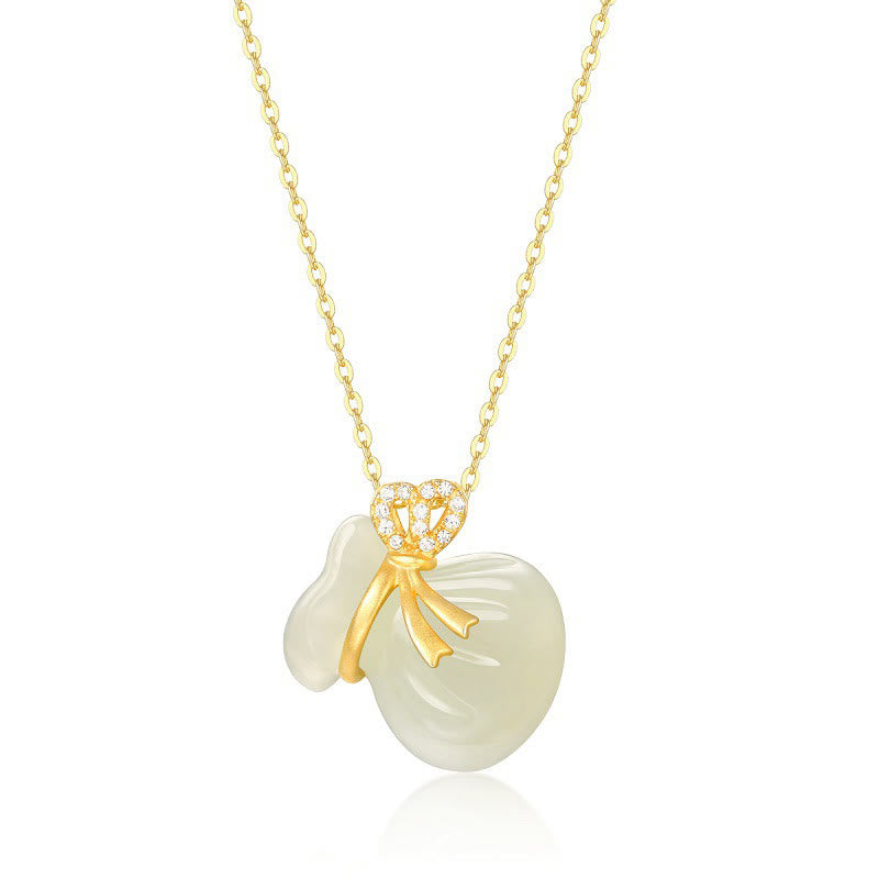 Hetian Weiße Jade Glücksgeldbeutel Halskette | Jade Schmuck