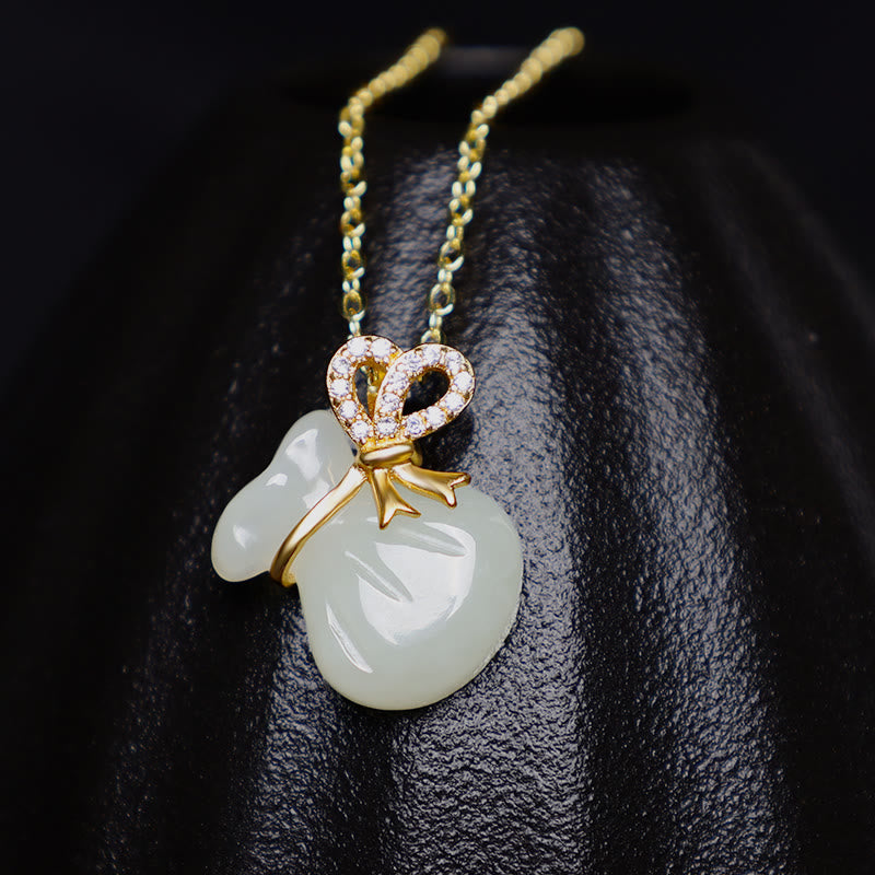 Hetian Weiße Jade Glücksgeldbeutel Halskette | Jade Schmuck