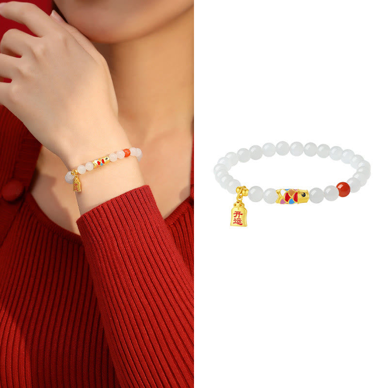 Armband aus Hetian-Weiß-Jade für Schutz, Glück und Freude