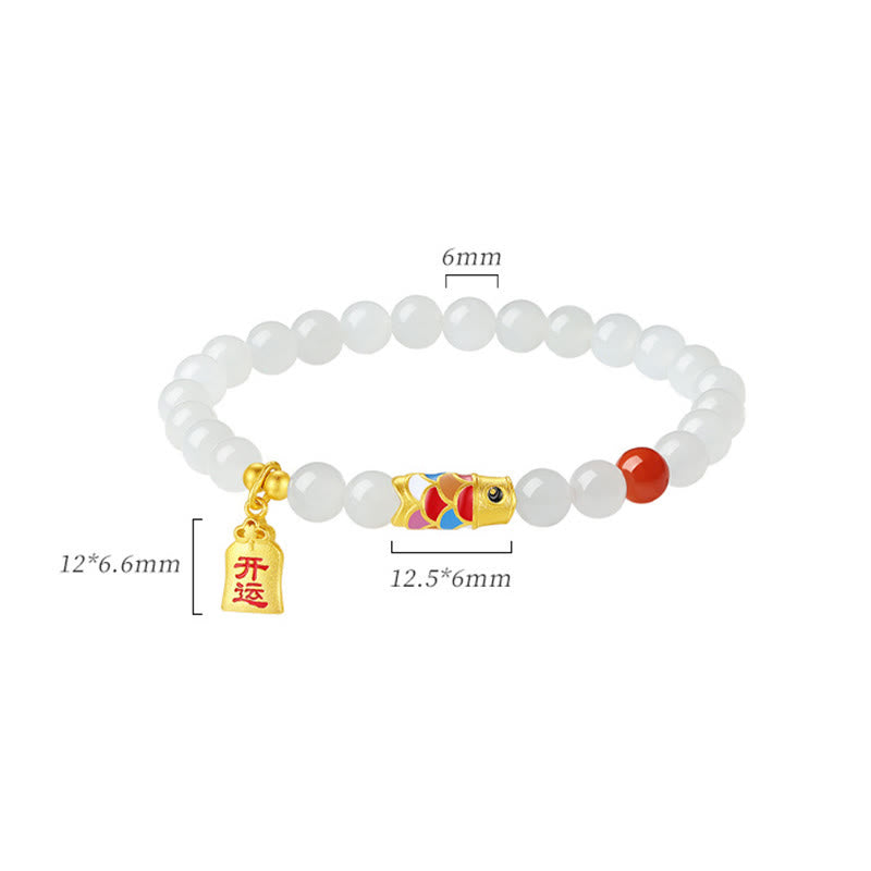 Armband aus Hetian-Weiß-Jade für Schutz, Glück und Freude