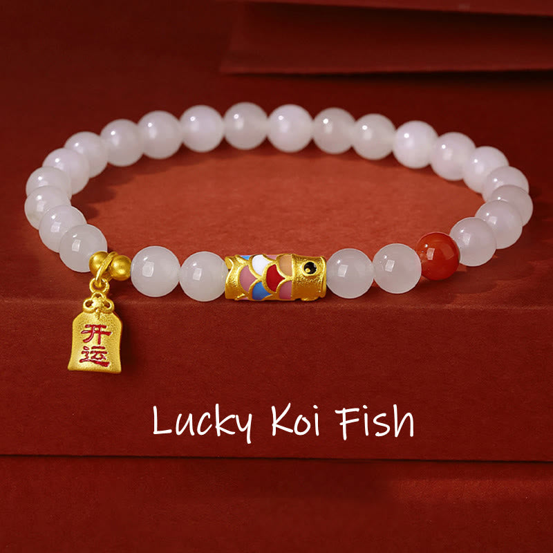 Armband aus Hetian-Weiß-Jade für Schutz, Glück und Freude