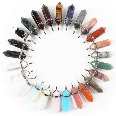 Sechseckiger Chakra-Anhänger – Halskette mit natürlichem Edelstein und Heilkristall