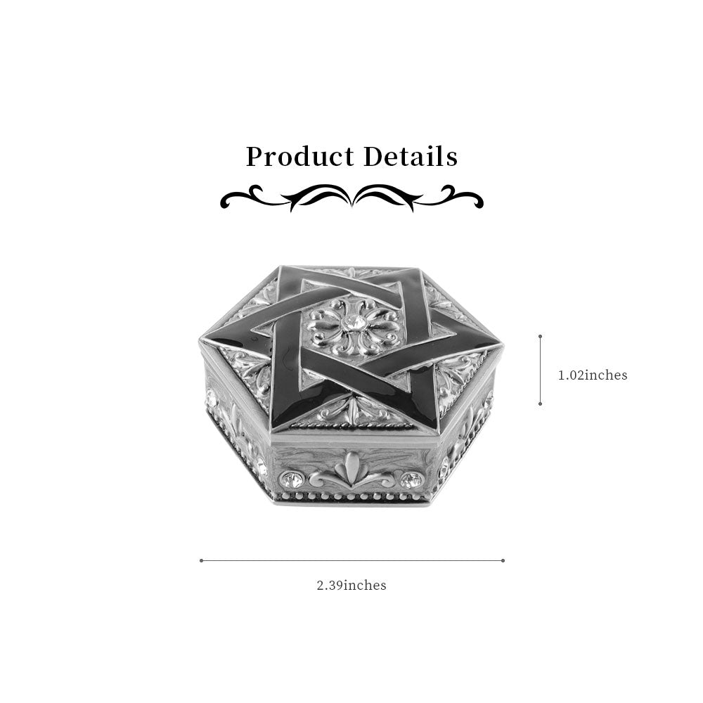 Sechseckige Vintage Schmuckschatulle mit blaugrünem Emaille-Finish