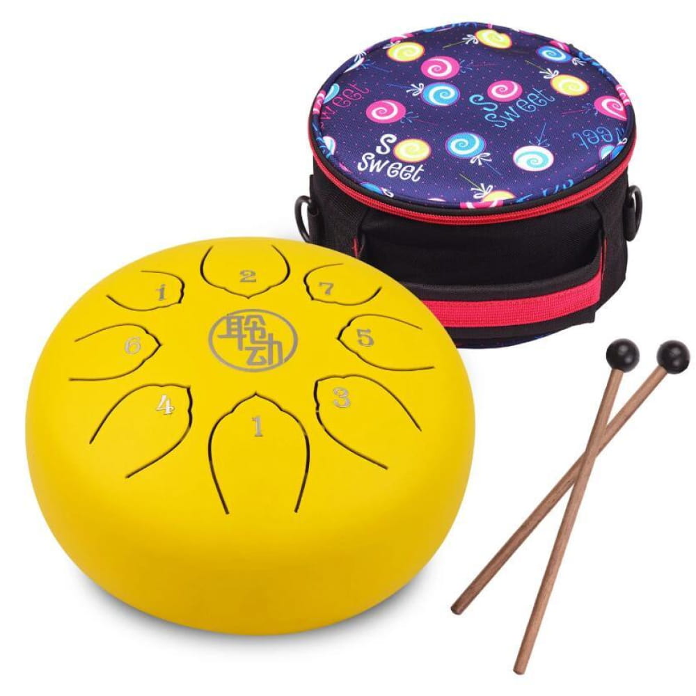 HLURU Huashu Alloy Steel Tongue Drum 6 Inch 8-Notes C-Key Percussion Instrument - 6 Inches/8 Notes