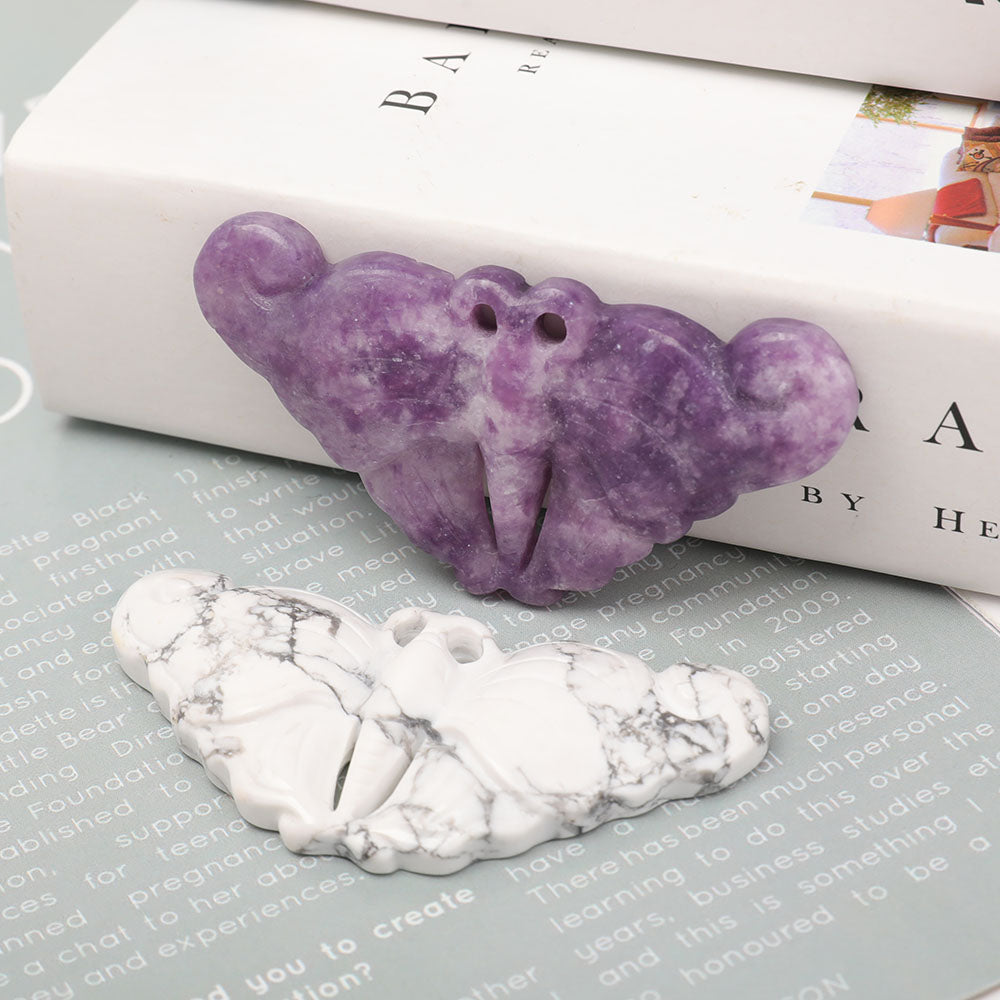 Howlite Butterfly Spiritual Pendant 3.28 Inch for Protection