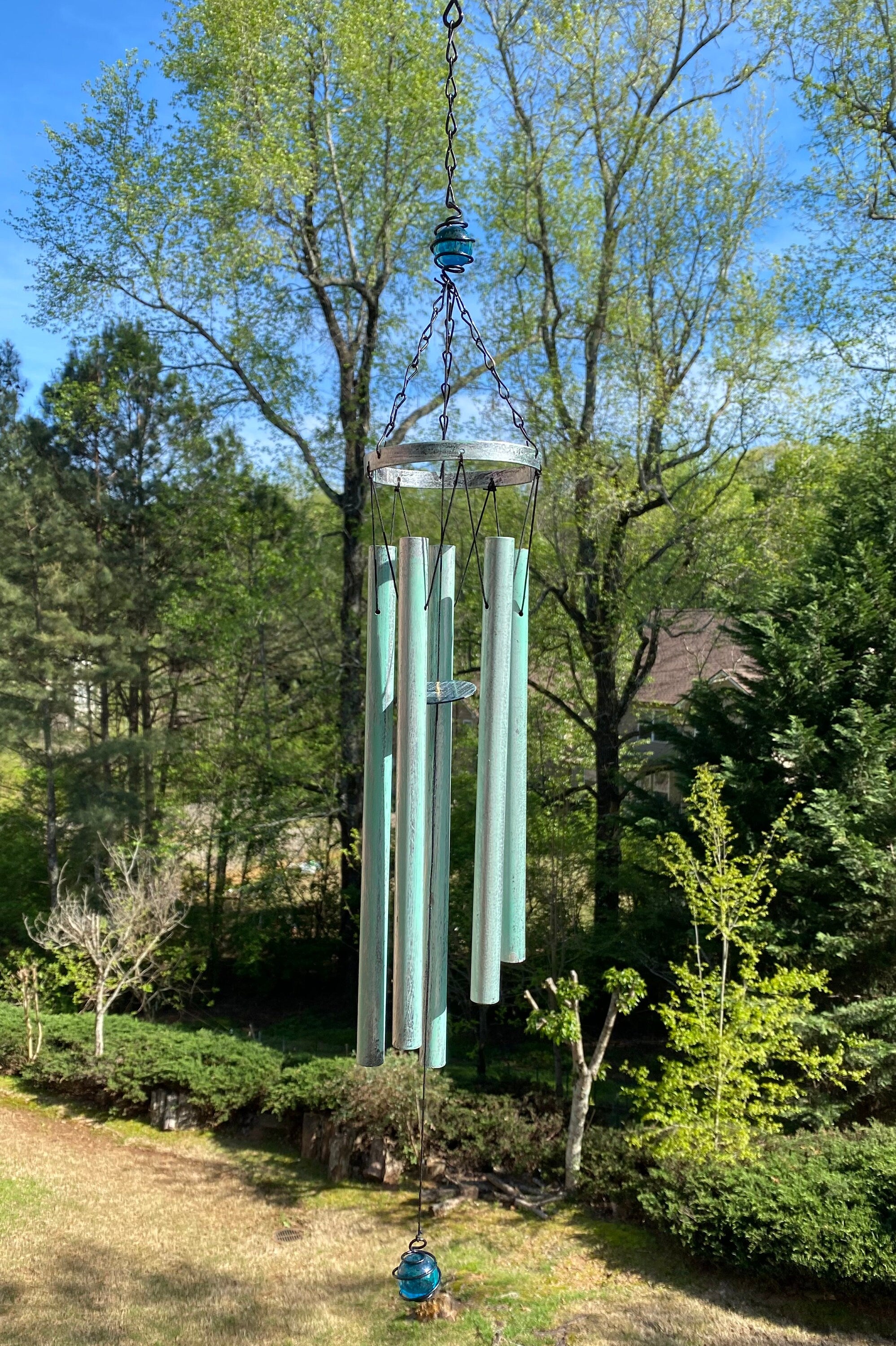 Joyous Wind Chimes, 31 Inch Deep Tone Turquoise Metal Windchime. the Beautiful Spirit Sound Can Create a Sense of Peace and Relaxation