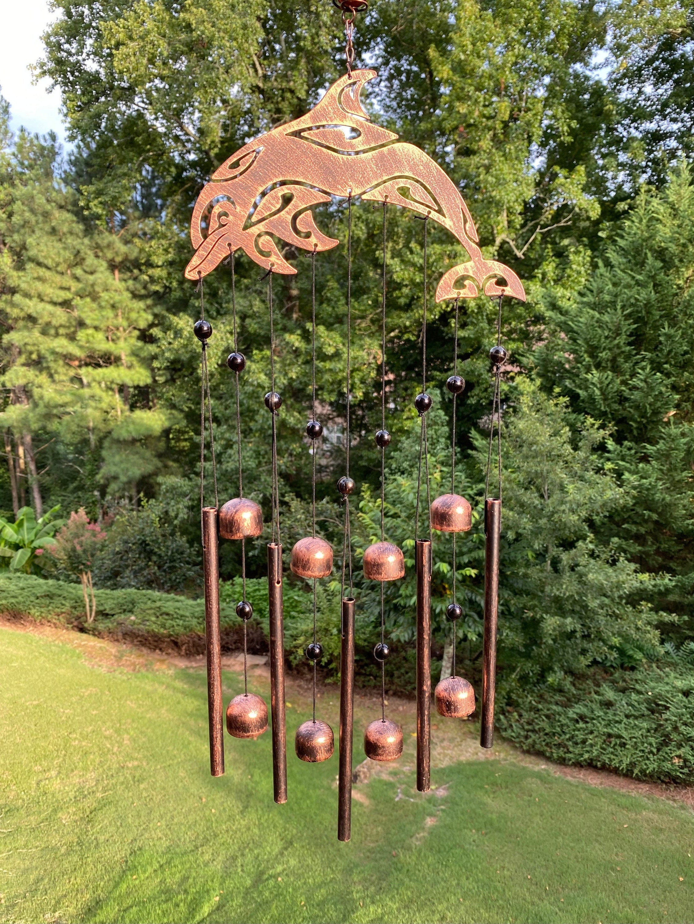 Joyous Wind Chimes, 28 Inch Dolphin Rustic Copper Handmade Wind Chime, the Sound Can Create a Sense of Peace, Relaxation for Garden, Patio