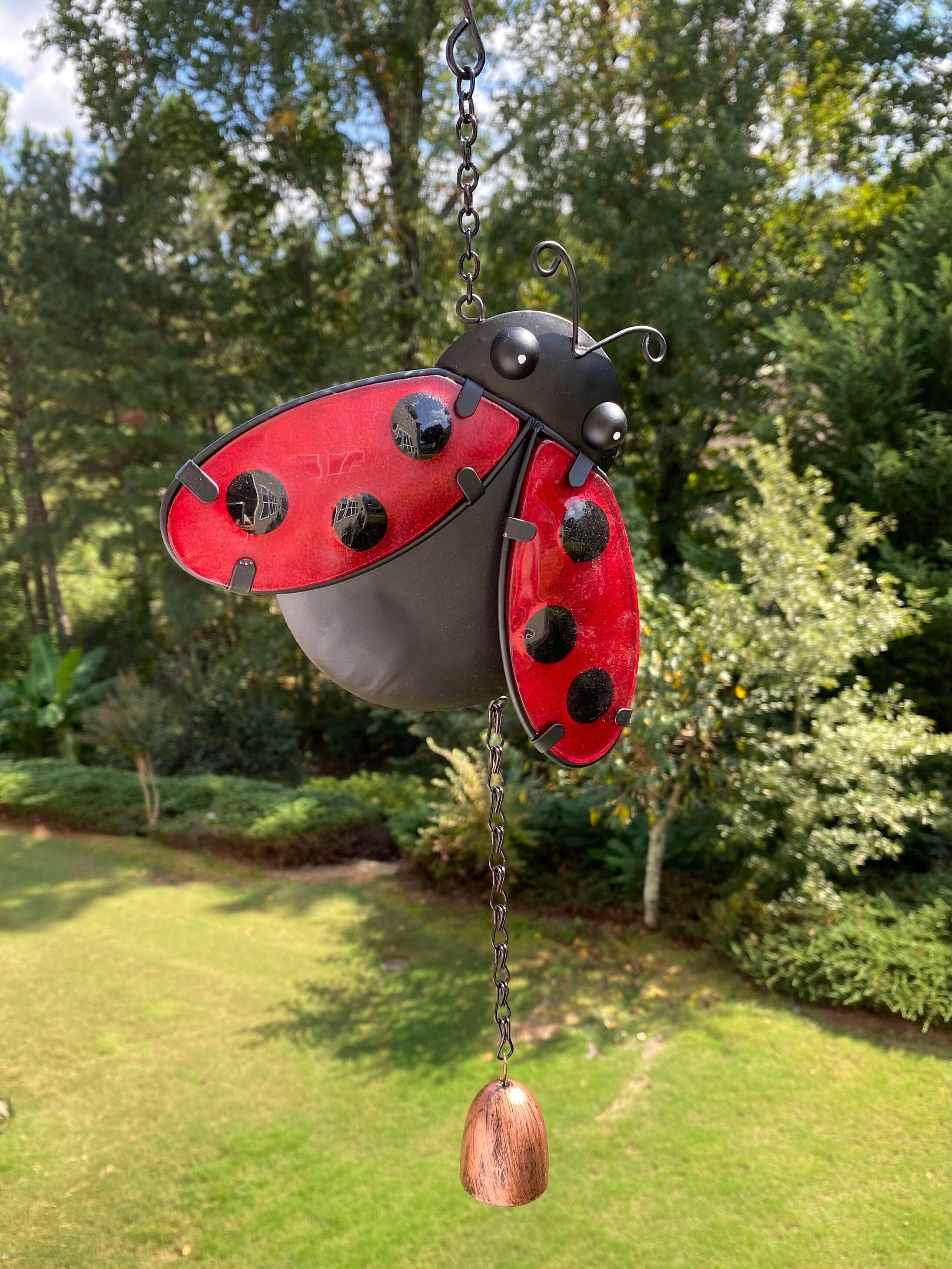 Joyous Wind Chimes, 18 Inch Beautiful Ladybug Metal Art Design Wind Chime. It Is Beautiful and It Is Great for Garden, Sunroom, Backyard