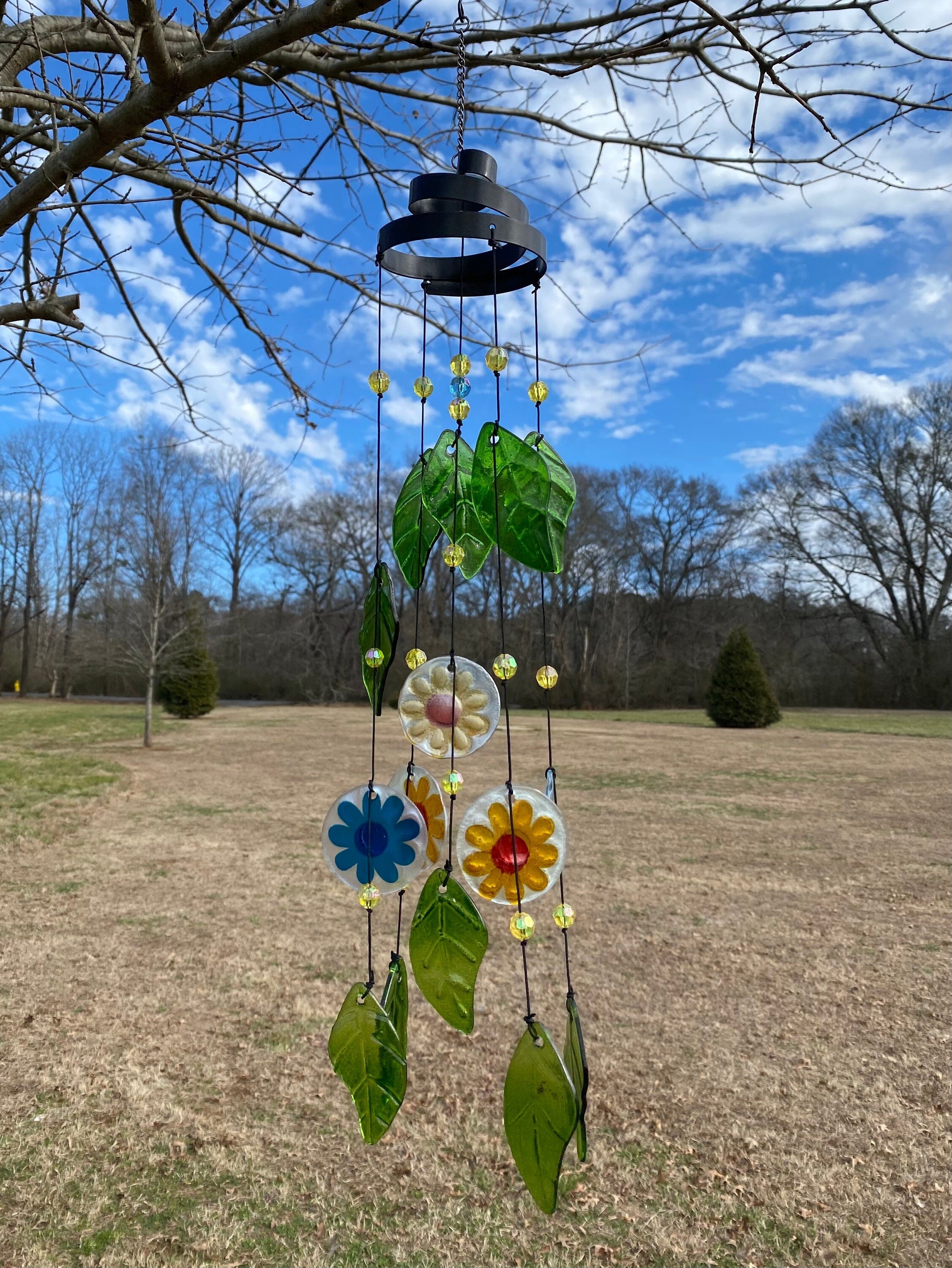 Joyous Wind Chimes, 26 Inch Leave and Flower Handmade Wind Chime, the Sound Can Create a Sense of Peace, Relaxation and Beautiful for Garden