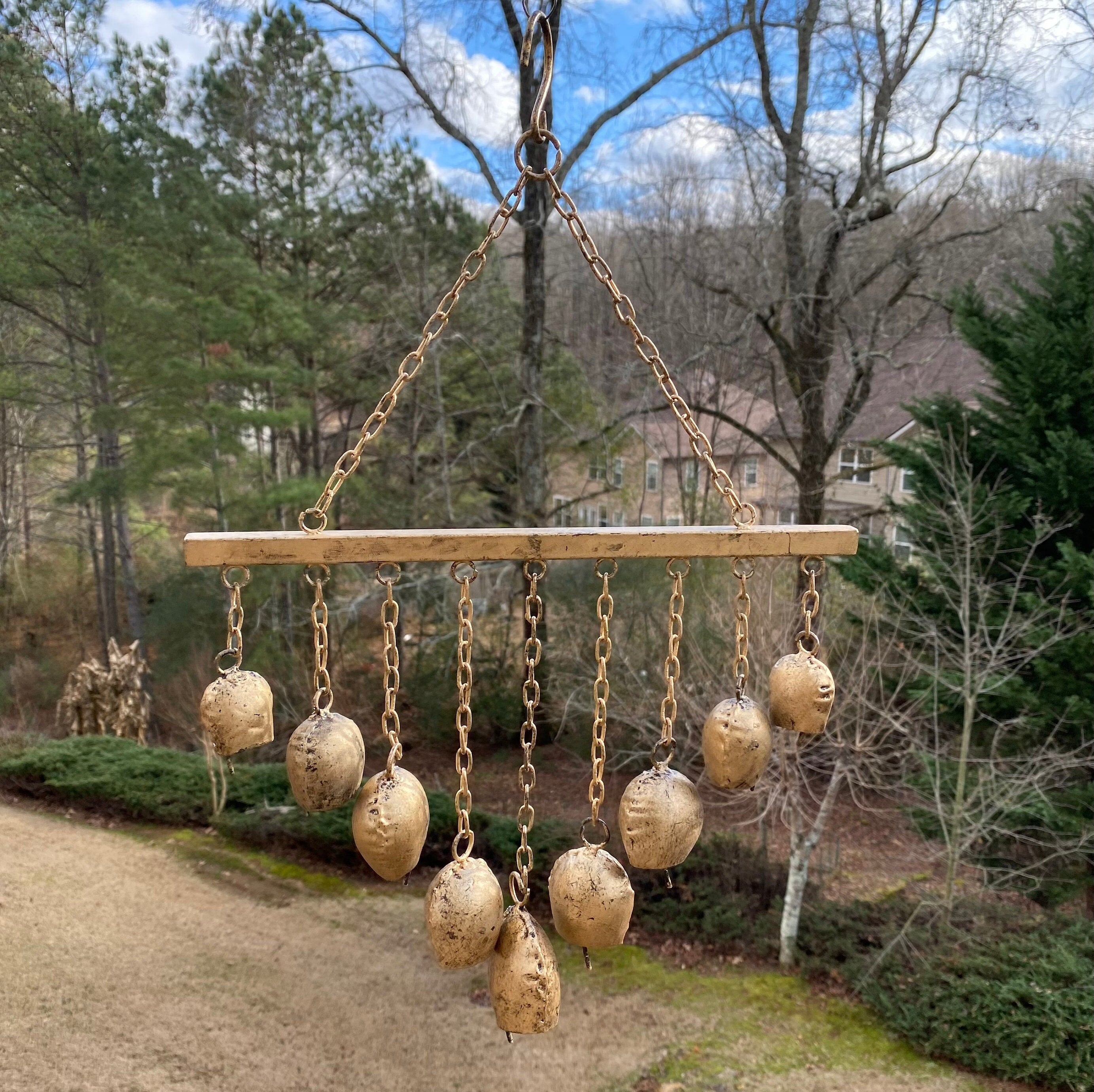 Joyous Wind Chimes, 19 Inch Antique Gold Bells Wind Chime, the Beautiful Spirit Sound Can Create Your Sunroom, Patio with Antique Wind Chime