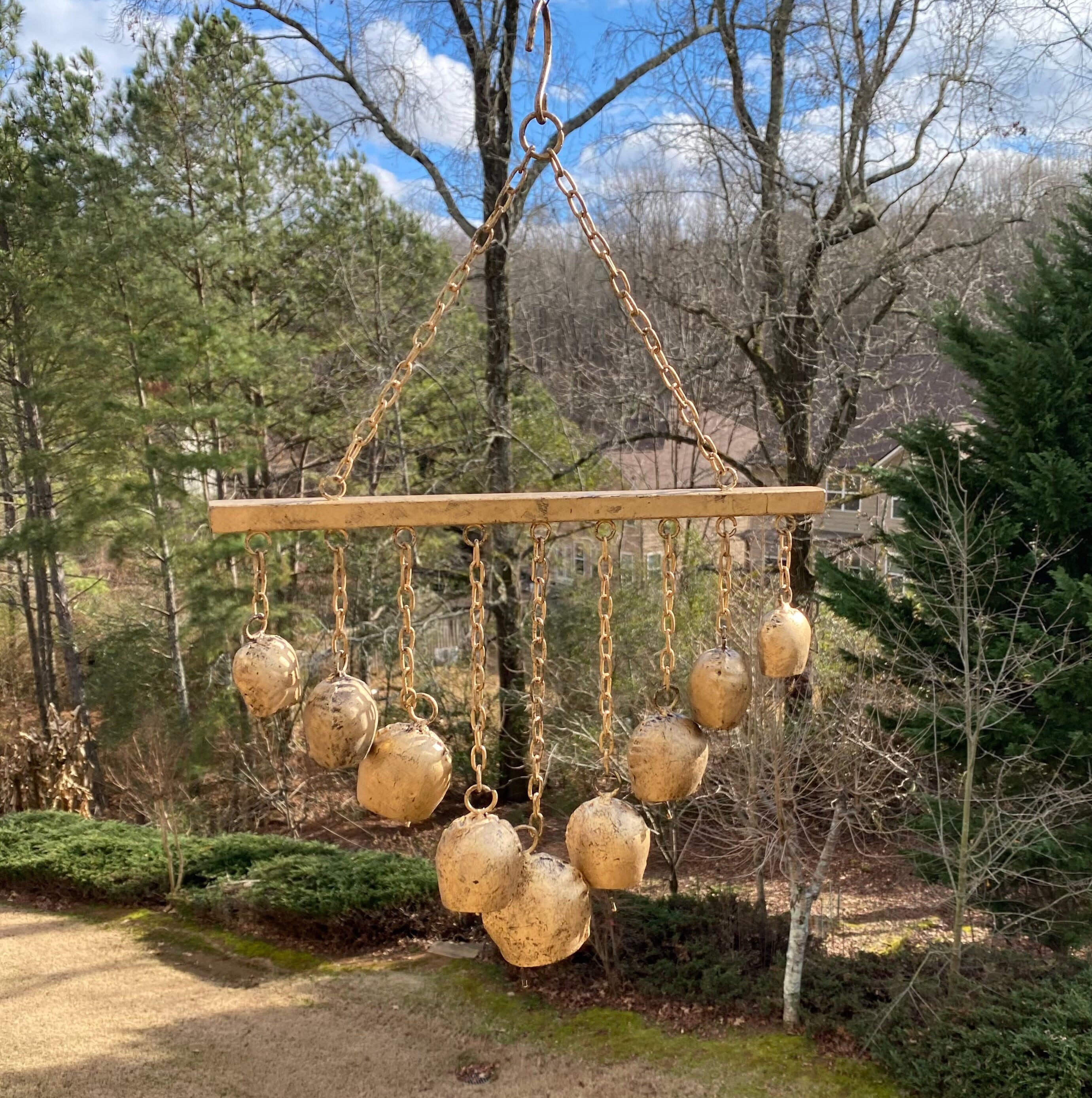 Joyous Wind Chimes, 19 Inch Antique Gold Bells Wind Chime, the Beautiful Spirit Sound Can Create Your Sunroom, Patio with Antique Wind Chime