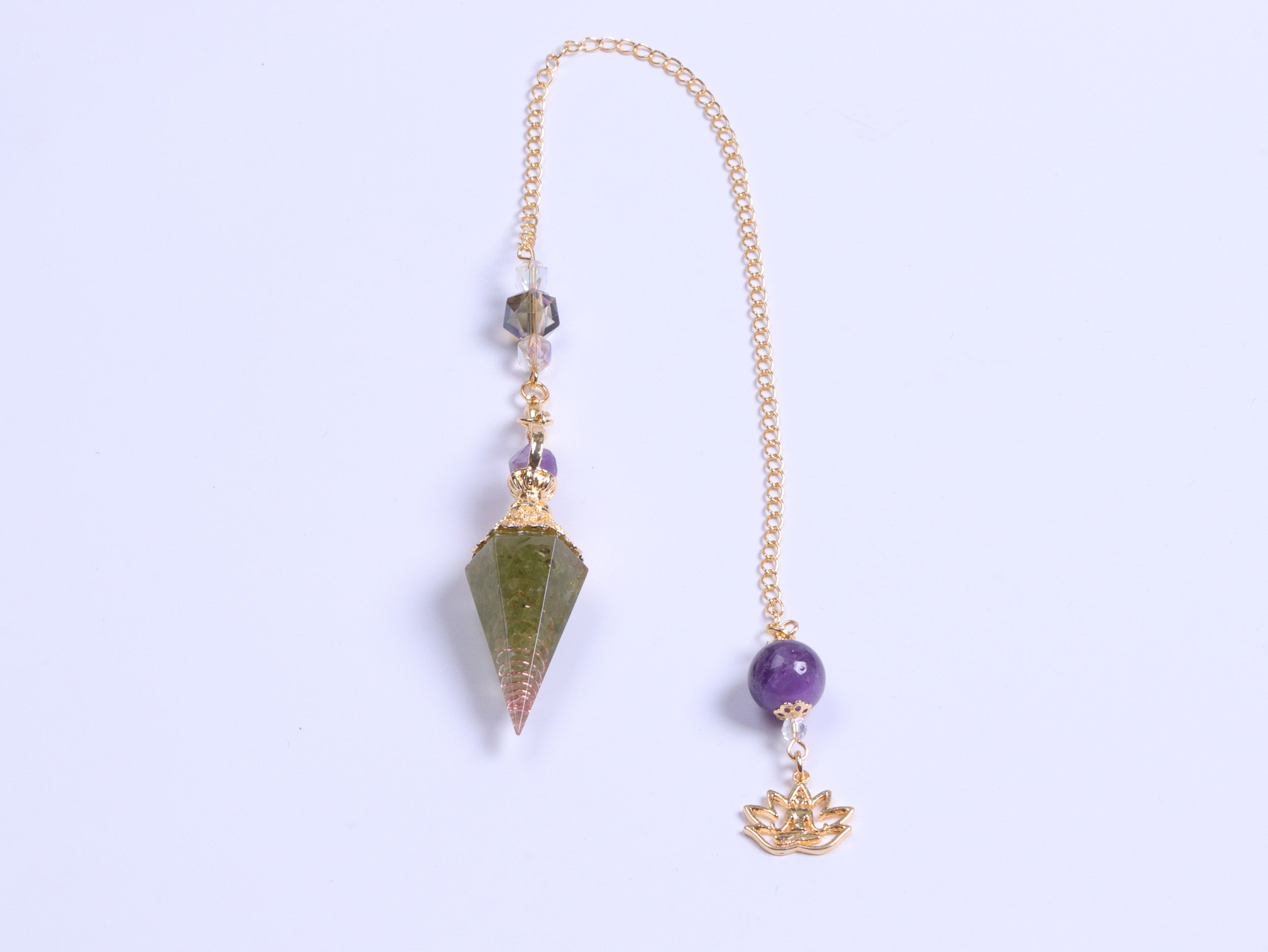 Amethyst Peridot Orgone Crystal Pendulum