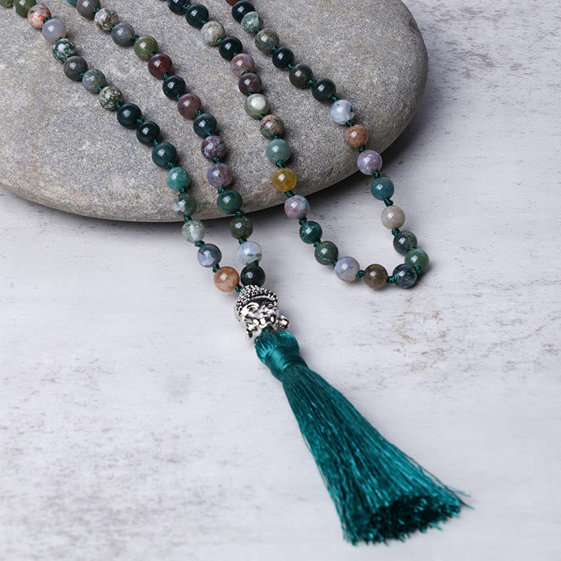 Mala-Armband mit 108 Perlen aus indischem Achat zur Reinigung der Energie