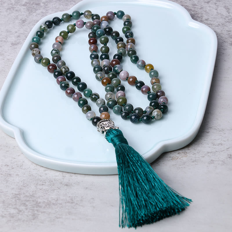 Mala-Armband mit 108 Perlen aus indischem Achat zur Reinigung der Energie