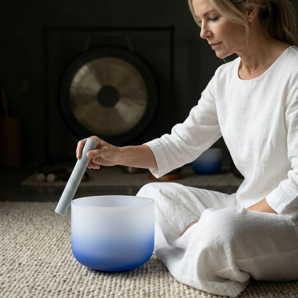 Indigo Aria Farbverlauf A Note Kristall Klangschale