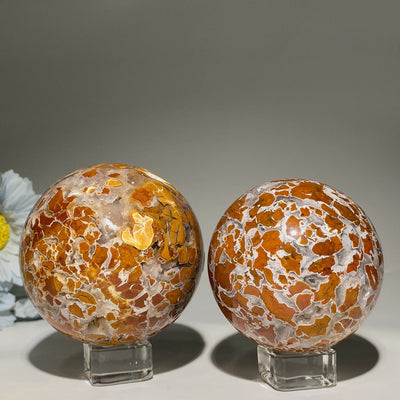 Indonesien Gelber Achat Druzy Quarz Kugel 2,5-4 Zoll Heilung