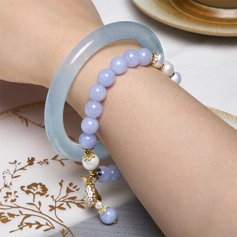 Inner Peace Jade &amp; Aquamarin Armband Armreif Bündel 56-57mm