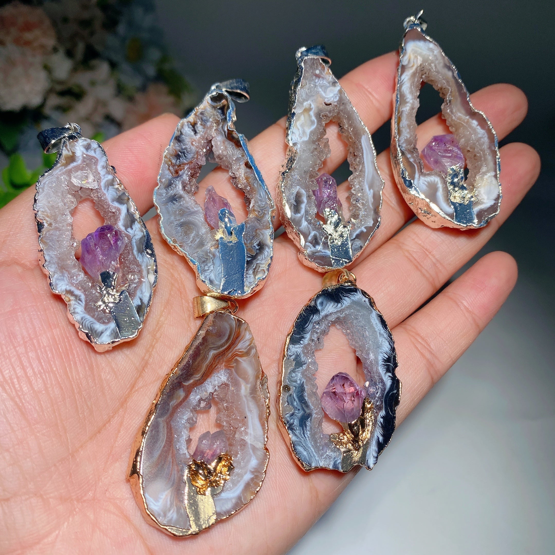 Irregular Druzy Amethyst Pendant 1.5-2 inch Crystal Healing