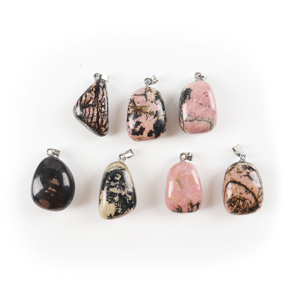 Irregular Rhodonite Healing Stone Pendant 0.80-1.10 inch