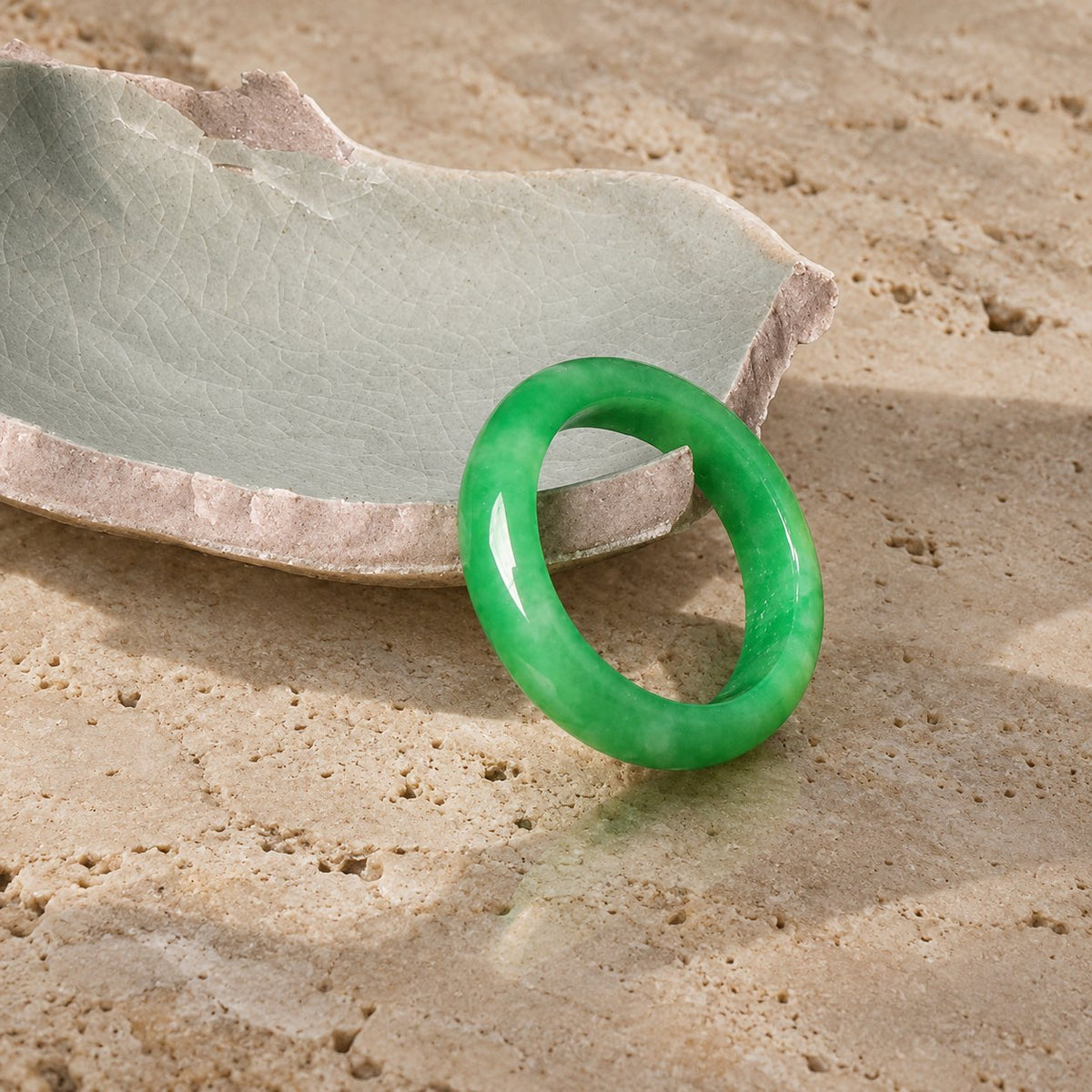 Unisex Jade Abundance Ring for Luck and Prosperity, ring leaning
