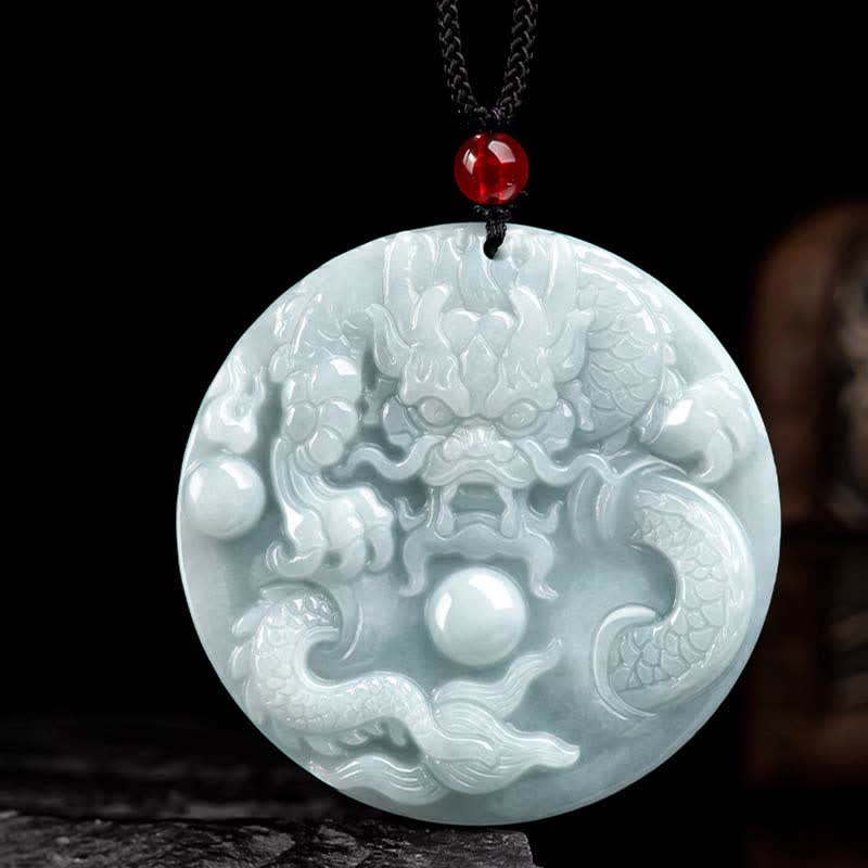 Jade-Drachen-Amulett-Halskette für Erfolg und Schutz
