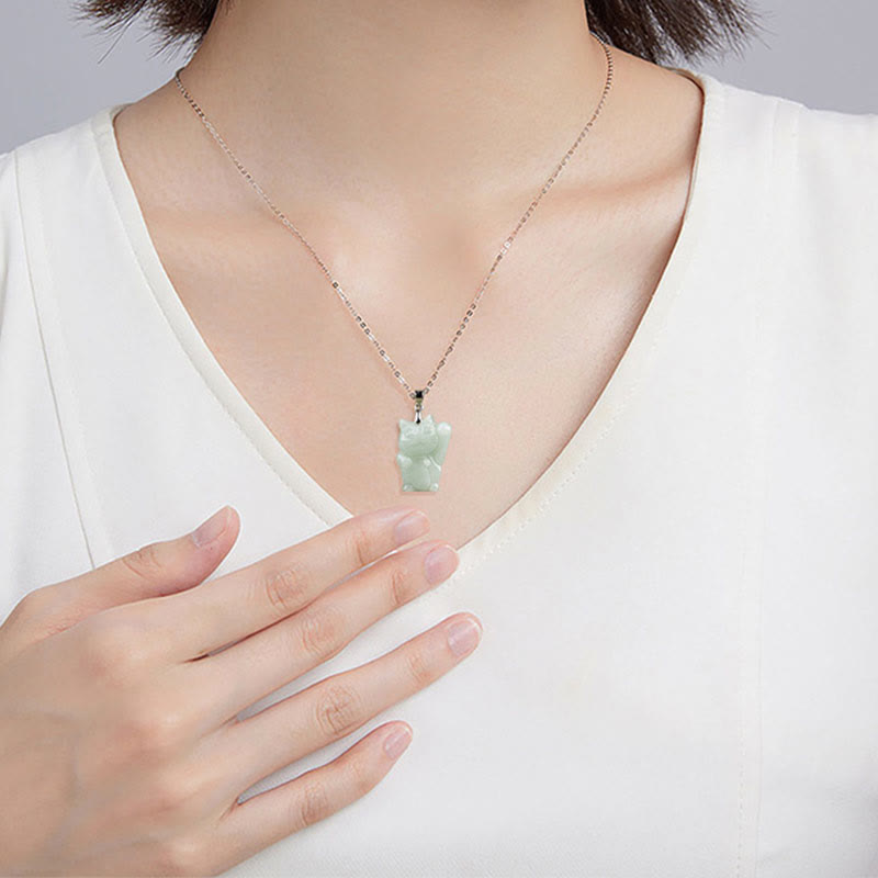 Jade Glückskatze Wohlstandskette