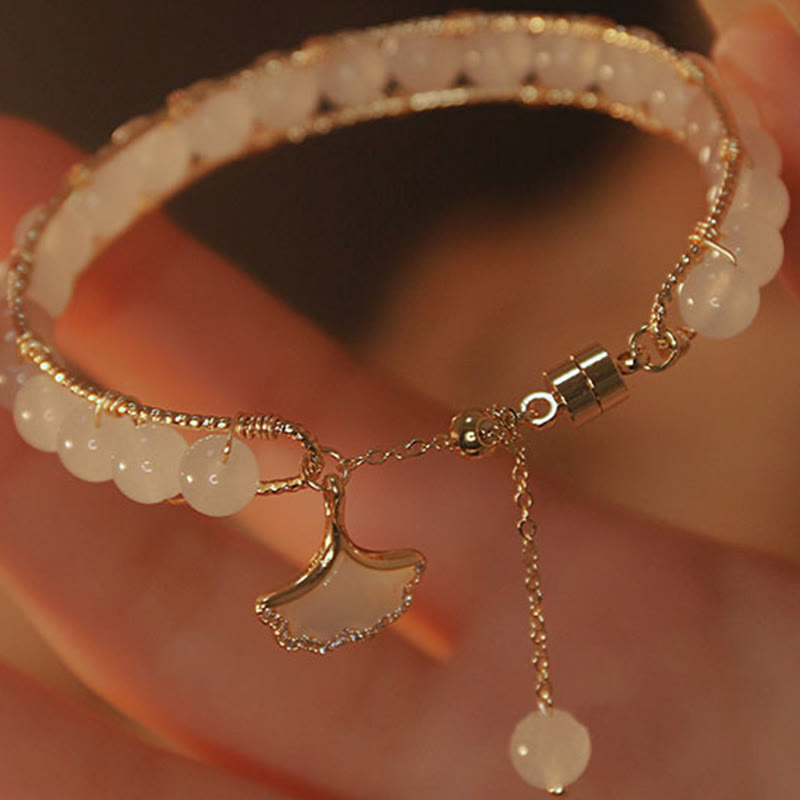 Jade-Ginkgoblatt-Glücksarmband für Wohlstand und Überfluss