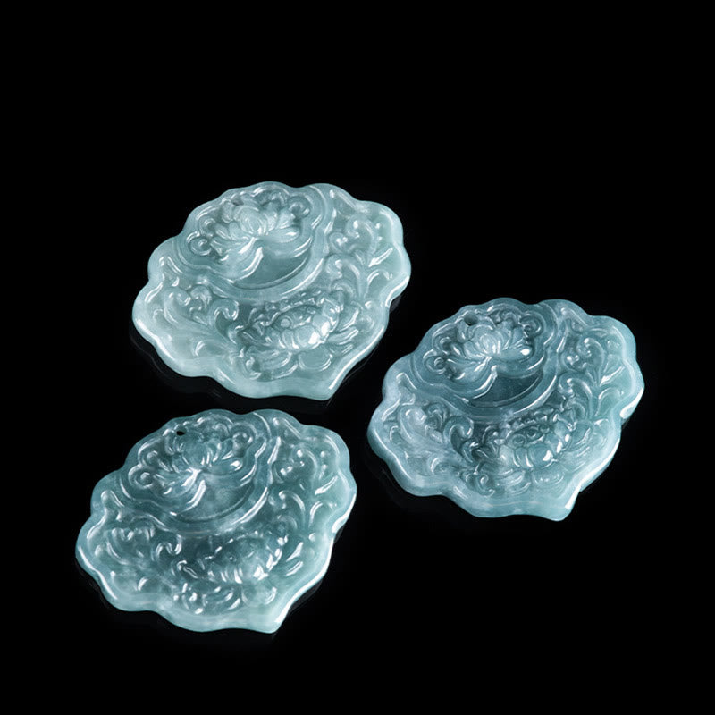 Jade-Lotus-Halskette mit Wohlstandssymbol-Anhänger