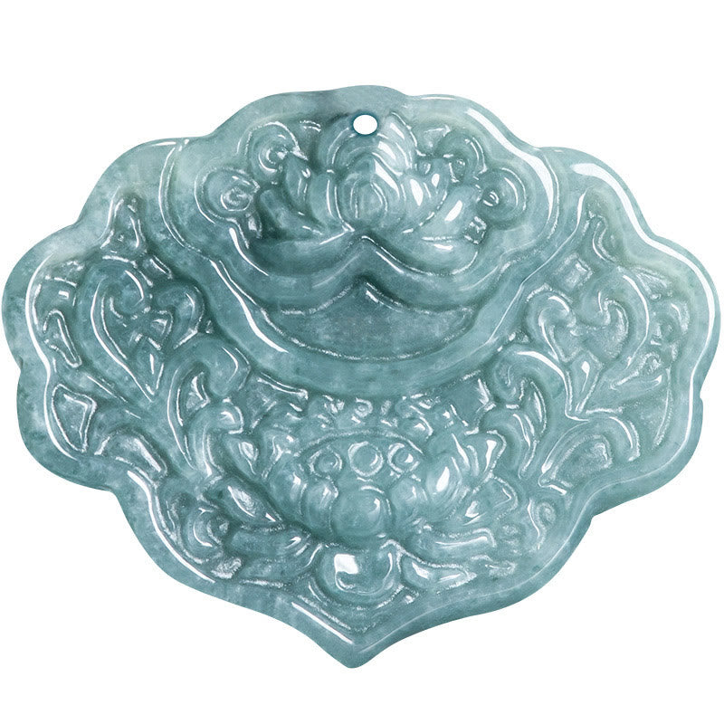 Jade-Lotus-Halskette mit Wohlstandssymbol-Anhänger