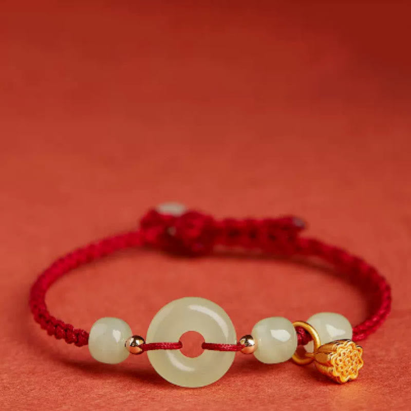Jade Lotus Peace Buckle String Armband für Fülle
