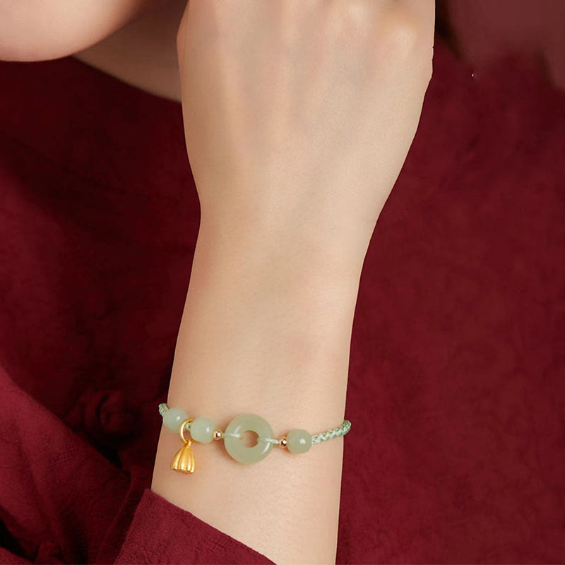 Jade Lotus Peace Buckle String Armband für Fülle