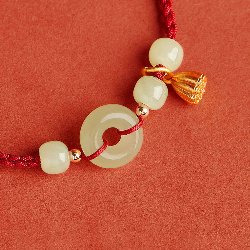 Jade Lotus Peace Buckle String Armband für Fülle