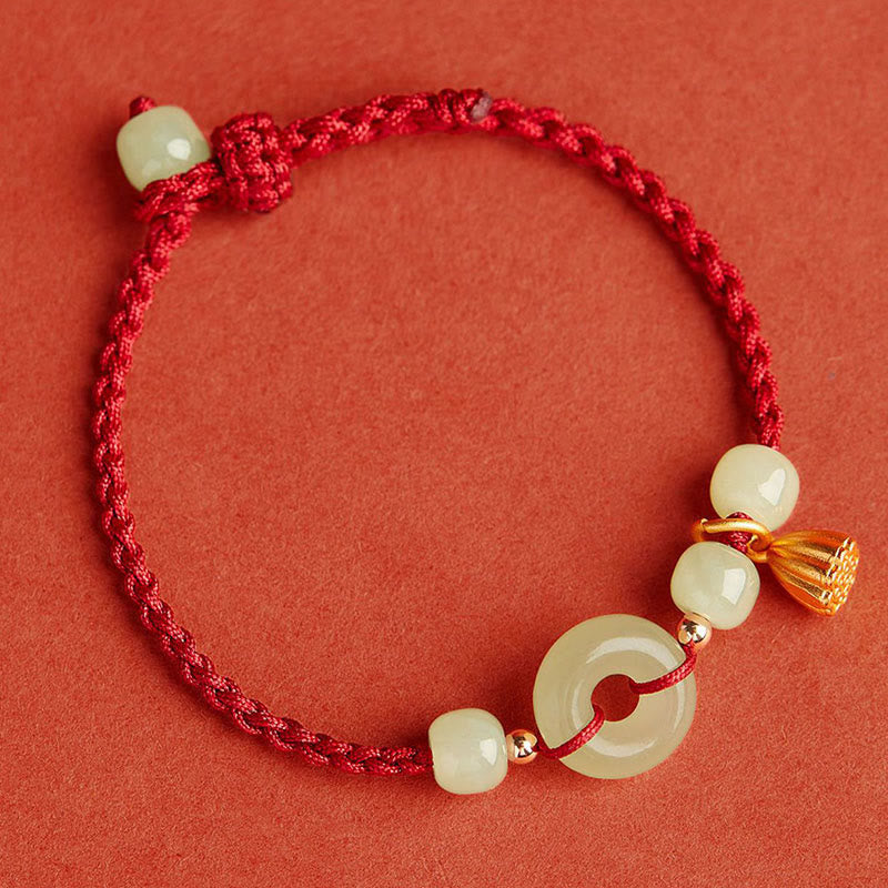 Jade Lotus Peace Buckle String Armband für Fülle
