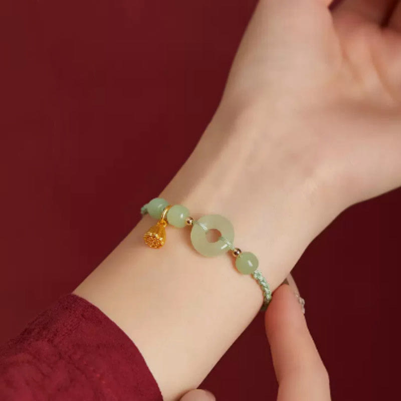 Jade Lotus Peace Buckle String Armband für Fülle