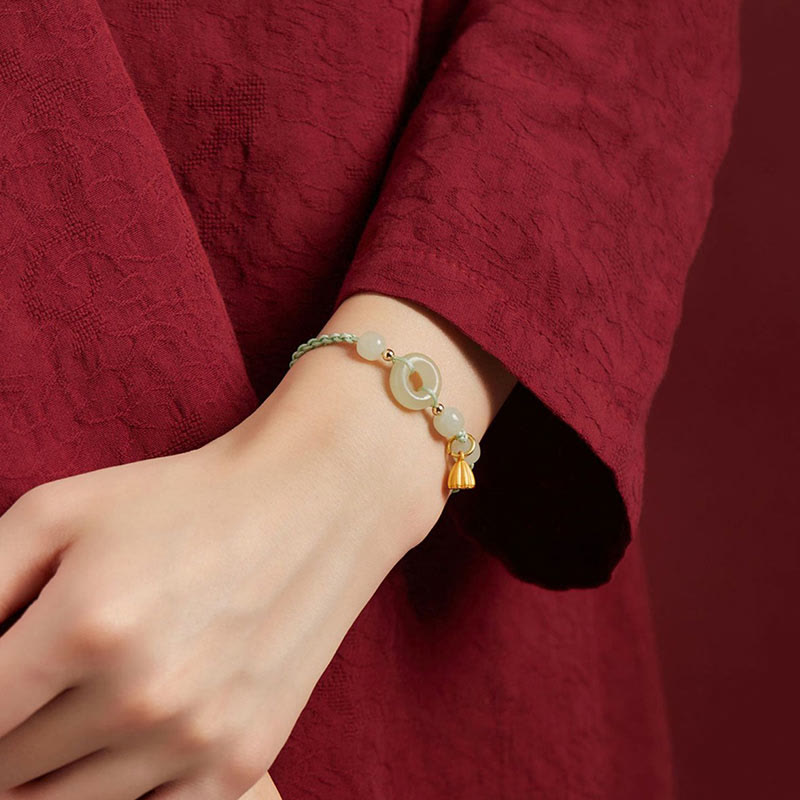 Jade Lotus Peace Buckle String Armband für Fülle