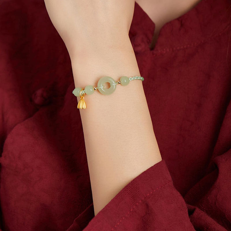 Jade Lotus Peace Buckle String Armband für Fülle