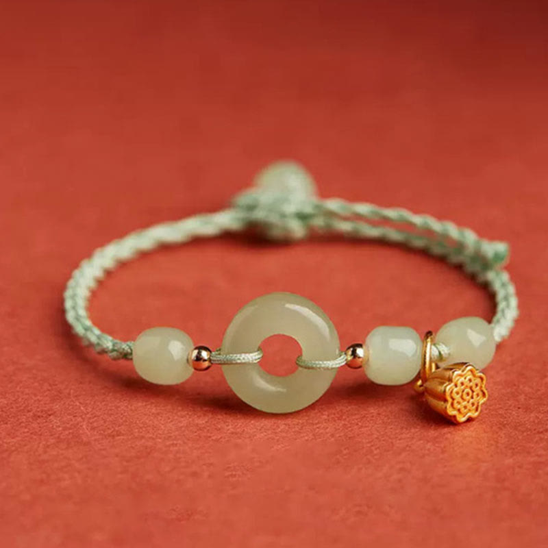 Jade Lotus Peace Buckle String Armband für Fülle