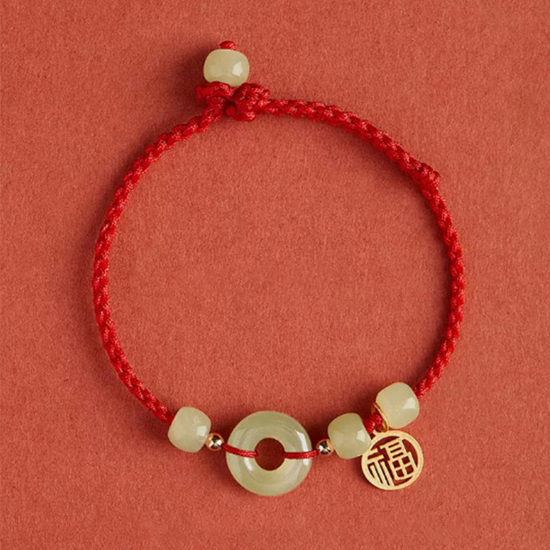 Jade Lotus Peace Buckle String Armband für Fülle
